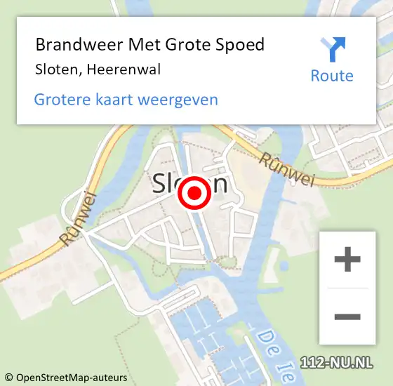 Locatie op kaart van de 112 melding: Brandweer Met Grote Spoed Naar Sloten, Heerenwal op 14 juni 2016 08:55