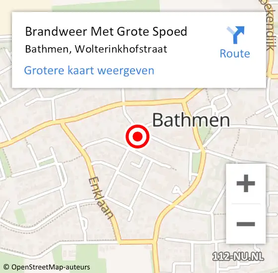 Locatie op kaart van de 112 melding: Brandweer Met Grote Spoed Naar Bathmen, Wolterinkhofstraat op 14 juni 2016 09:34