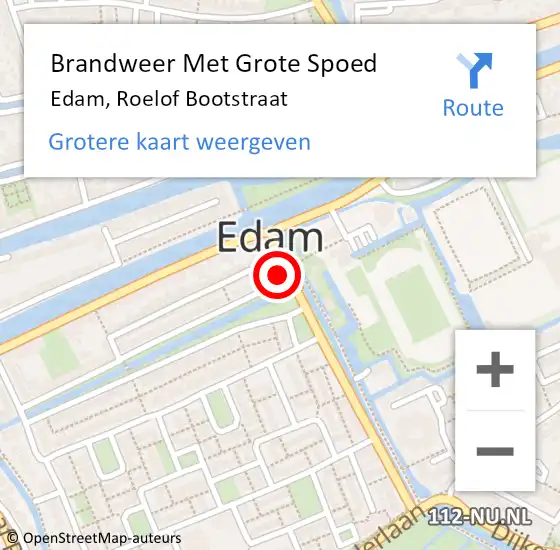 Locatie op kaart van de 112 melding: Brandweer Met Grote Spoed Naar Edam, Roelof Bootstraat op 14 juni 2016 09:59