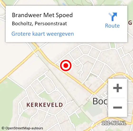 Locatie op kaart van de 112 melding: Brandweer Met Spoed Naar Bocholtz, Persoonstraat op 14 juni 2016 10:10