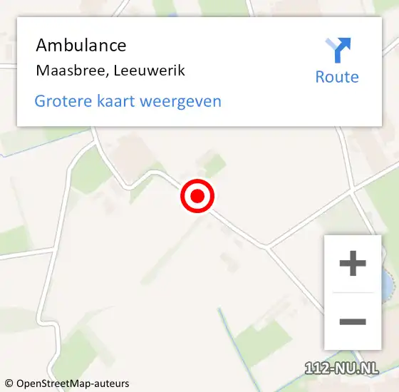 Locatie op kaart van de 112 melding: Ambulance Maasbree, Leeuwerik op 16 september 2013 13:25