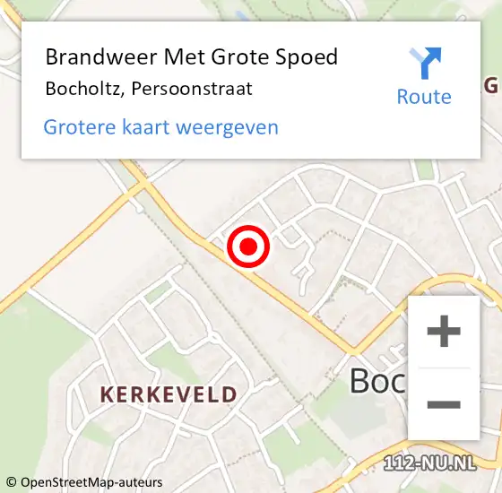 Locatie op kaart van de 112 melding: Brandweer Met Grote Spoed Naar Bocholtz, Persoonstraat op 14 juni 2016 10:21