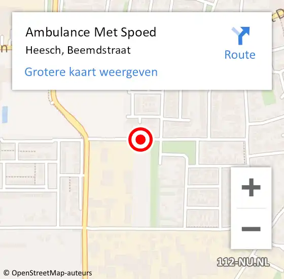 Locatie op kaart van de 112 melding: Ambulance Met Spoed Naar Heesch, Beemdstraat op 18 december 2013 08:52