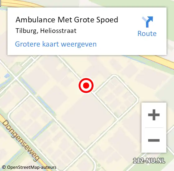 Locatie op kaart van de 112 melding: Ambulance Met Grote Spoed Naar Tilburg, Heliosstraat op 14 juni 2016 10:28