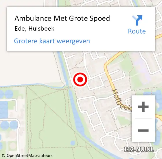 Locatie op kaart van de 112 melding: Ambulance Met Grote Spoed Naar Ede, Hulsbeek op 14 juni 2016 10:43