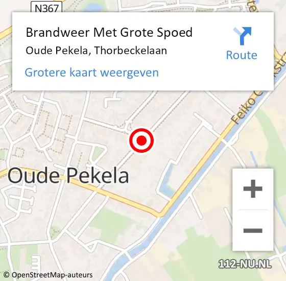 Locatie op kaart van de 112 melding: Brandweer Met Grote Spoed Naar Oude Pekela, Thorbeckelaan op 14 juni 2016 11:48