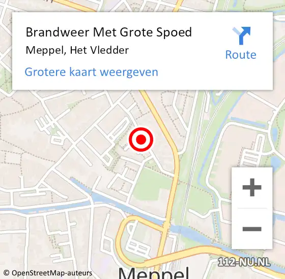 Locatie op kaart van de 112 melding: Brandweer Met Grote Spoed Naar Meppel, Het Vledder op 14 juni 2016 12:52