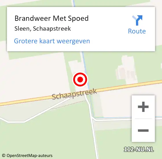 Locatie op kaart van de 112 melding: Brandweer Met Spoed Naar Sleen, Schaapstreek op 14 juni 2016 13:26