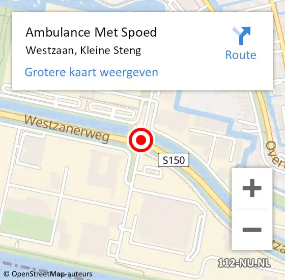 Locatie op kaart van de 112 melding: Ambulance Met Spoed Naar Westzaan, Kleine Steng op 14 juni 2016 13:34