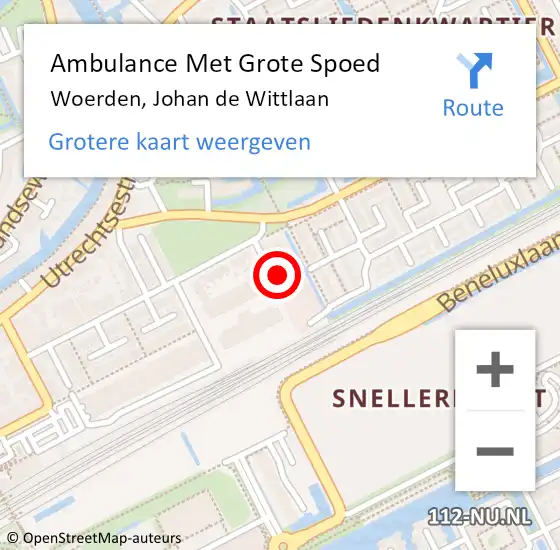 Locatie op kaart van de 112 melding: Ambulance Met Grote Spoed Naar Woerden, Johan de Wittlaan op 14 juni 2016 13:52