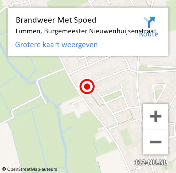 Locatie op kaart van de 112 melding: Brandweer Met Spoed Naar Limmen, Burgemeester Nieuwenhuijsenstraat op 14 juni 2016 13:58