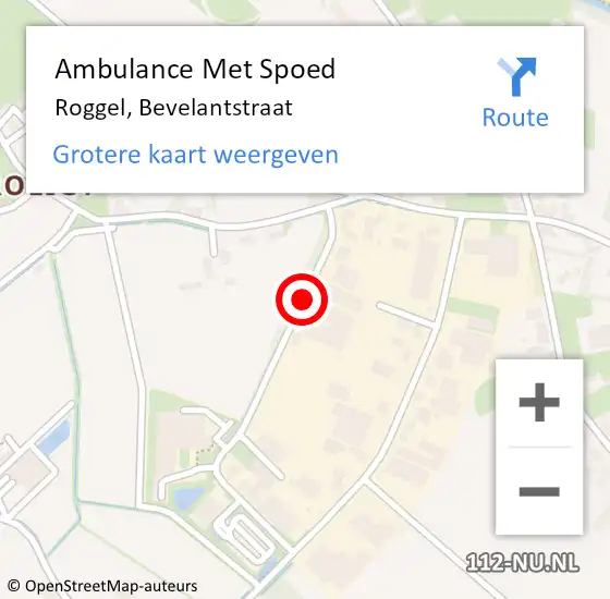 Locatie op kaart van de 112 melding: Ambulance Met Spoed Naar Roggel, Bevelantstraat op 14 juni 2016 14:04