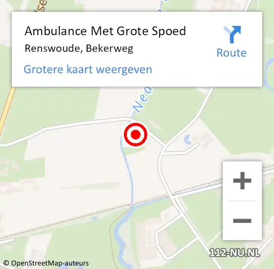 Locatie op kaart van de 112 melding: Ambulance Met Grote Spoed Naar Renswoude, Bekerweg op 14 juni 2016 14:28
