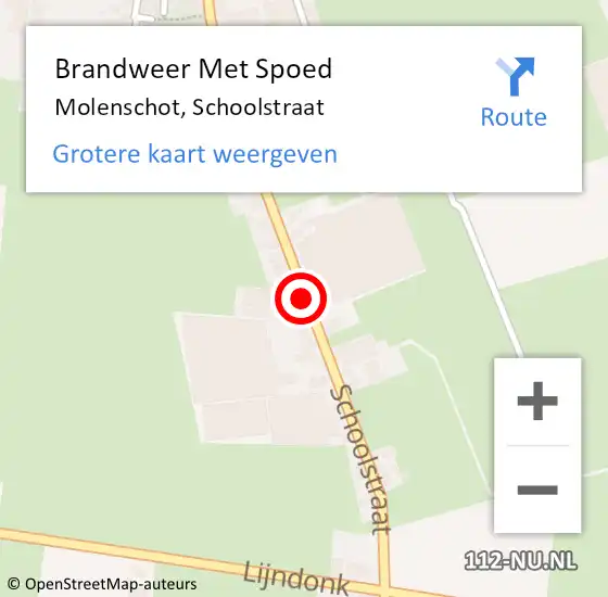 Locatie op kaart van de 112 melding: Brandweer Met Spoed Naar Molenschot, Schoolstraat op 14 juni 2016 14:31