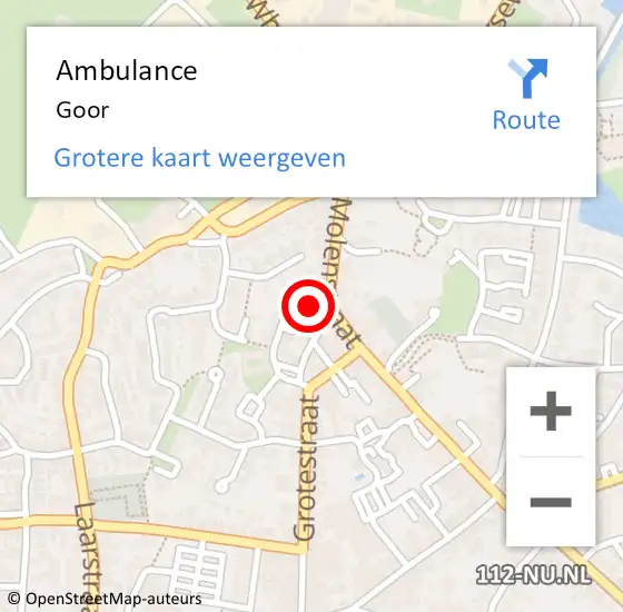 Locatie op kaart van de 112 melding: Ambulance Goor op 14 juni 2016 15:17