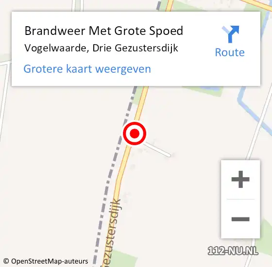 Locatie op kaart van de 112 melding: Brandweer Met Grote Spoed Naar Vogelwaarde, Drie Gezustersdijk op 14 juni 2016 15:41