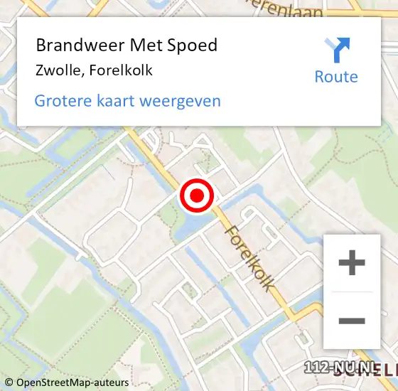 Locatie op kaart van de 112 melding: Brandweer Met Spoed Naar Zwolle, Forelkolk op 14 juni 2016 17:15