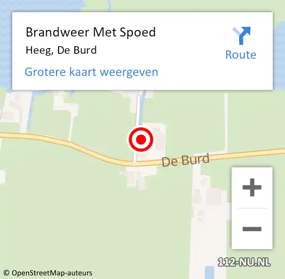 Locatie op kaart van de 112 melding: Brandweer Met Spoed Naar Heeg, De Burd op 14 juni 2016 18:44