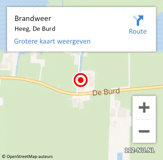 Locatie op kaart van de 112 melding: Brandweer Heeg, De Burd op 14 juni 2016 18:46