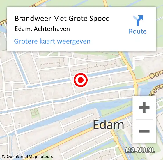 Locatie op kaart van de 112 melding: Brandweer Met Grote Spoed Naar Edam, Achterhaven op 14 juni 2016 19:21