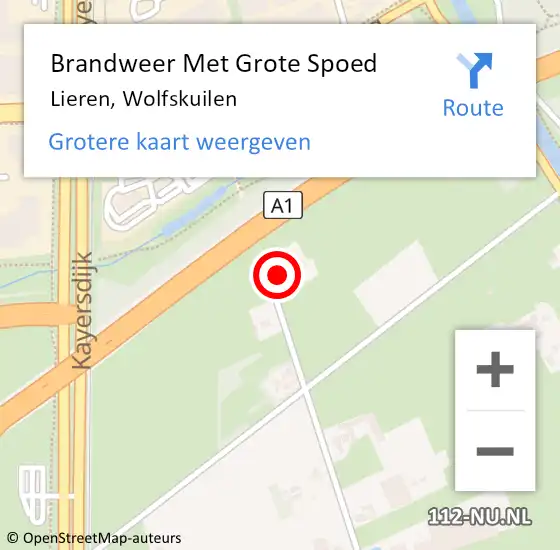 Locatie op kaart van de 112 melding: Brandweer Met Grote Spoed Naar Lieren, Wolfskuilen op 14 juni 2016 19:45