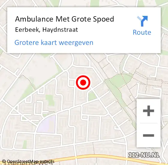 Locatie op kaart van de 112 melding: Ambulance Met Grote Spoed Naar Eerbeek, Haydnstraat op 14 juni 2016 20:02