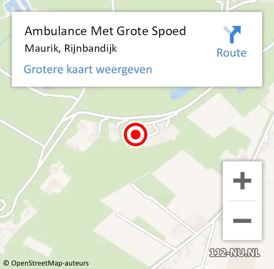 Locatie op kaart van de 112 melding: Ambulance Met Grote Spoed Naar Maurik, Rijnbandijk op 18 december 2013 09:51