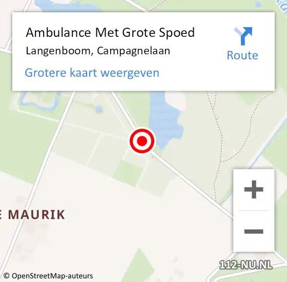 Locatie op kaart van de 112 melding: Ambulance Met Grote Spoed Naar Langenboom, Campagnelaan op 14 juni 2016 20:35