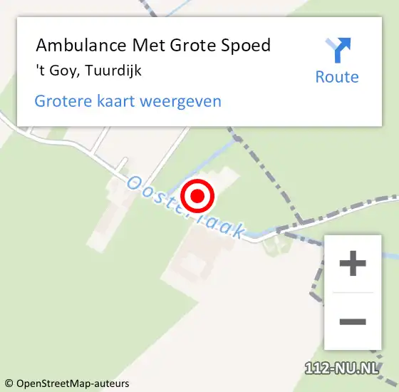 Locatie op kaart van de 112 melding: Ambulance Met Grote Spoed Naar 't Goy, Tuurdijk op 14 juni 2016 20:55