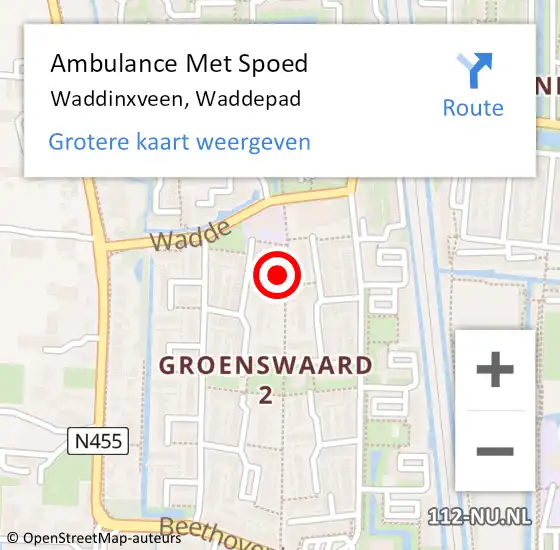 Locatie op kaart van de 112 melding: Ambulance Met Spoed Naar Waddinxveen, Waddepad op 14 juni 2016 20:58