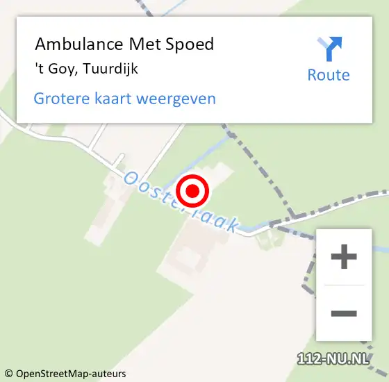 Locatie op kaart van de 112 melding: Ambulance Met Spoed Naar 't Goy, Tuurdijk op 14 juni 2016 21:22