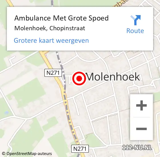 Locatie op kaart van de 112 melding: Ambulance Met Grote Spoed Naar Molenhoek, Chopinstraat op 14 juni 2016 21:33