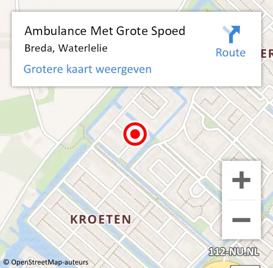 Locatie op kaart van de 112 melding: Ambulance Met Grote Spoed Naar Breda, Waterlelie op 14 juni 2016 23:35