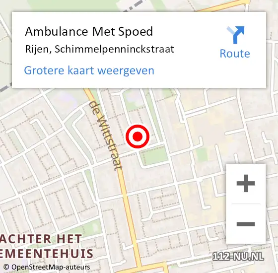 Locatie op kaart van de 112 melding: Ambulance Met Spoed Naar Rijen, Schimmelpenninckstraat op 14 juni 2016 23:58