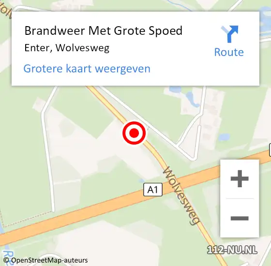 Locatie op kaart van de 112 melding: Brandweer Met Grote Spoed Naar Enter, Wolvesweg op 15 juni 2016 00:38