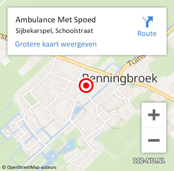 Locatie op kaart van de 112 melding: Ambulance Met Spoed Naar Sijbekarspel, Schoolstraat op 15 juni 2016 00:46