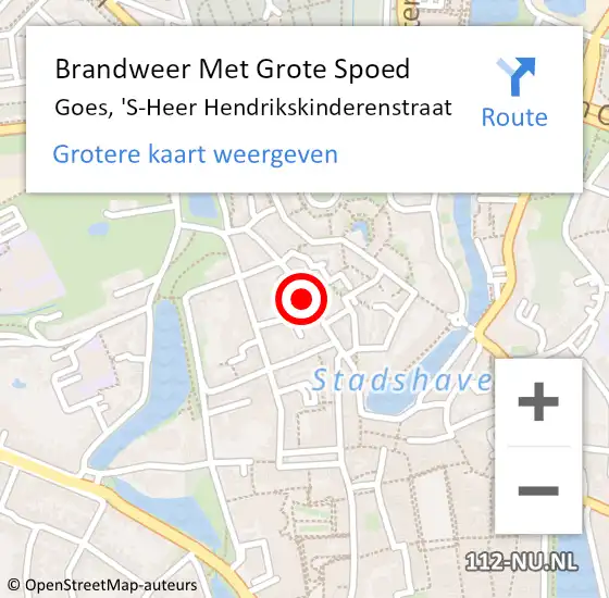 Locatie op kaart van de 112 melding: Brandweer Met Grote Spoed Naar Goes, 'S-Heer Hendrikskinderenstraat op 15 juni 2016 00:54