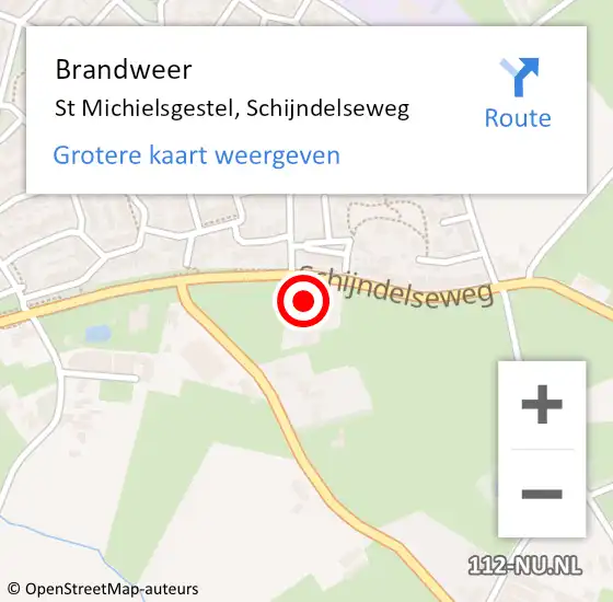 Locatie op kaart van de 112 melding: Brandweer St Michielsgestel, Schijndelseweg op 15 juni 2016 02:39