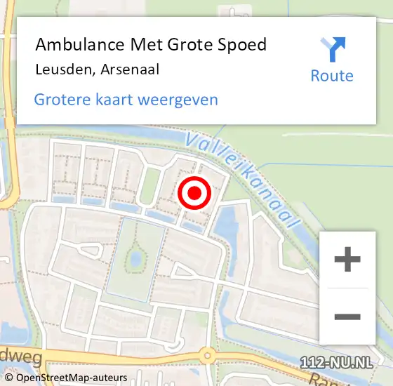 Locatie op kaart van de 112 melding: Ambulance Met Grote Spoed Naar Leusden, Arsenaal op 15 juni 2016 04:16