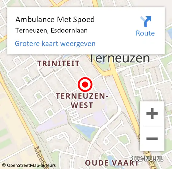 Locatie op kaart van de 112 melding: Ambulance Met Spoed Naar Terneuzen, Esdoornlaan op 15 juni 2016 05:13