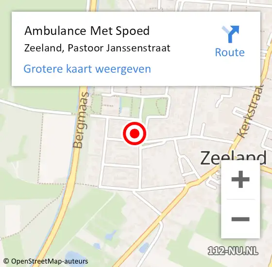 Locatie op kaart van de 112 melding: Ambulance Met Spoed Naar Zeeland, Pastoor Janssenstraat op 15 juni 2016 08:48