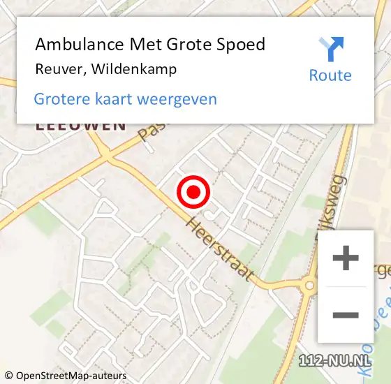 Locatie op kaart van de 112 melding: Ambulance Met Grote Spoed Naar Reuver, Wildenkamp op 15 juni 2016 10:07