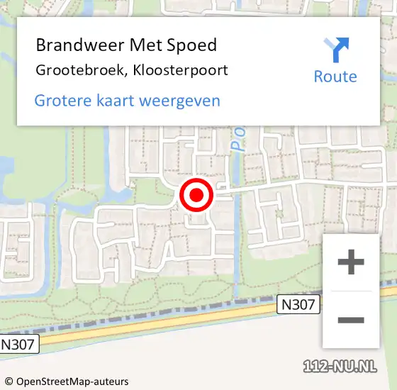 Locatie op kaart van de 112 melding: Brandweer Met Spoed Naar Grootebroek, Kloosterpoort op 15 juni 2016 10:17