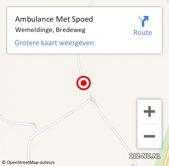 Locatie op kaart van de 112 melding: Ambulance Met Spoed Naar Wemeldinge, Bredeweg op 15 juni 2016 10:35