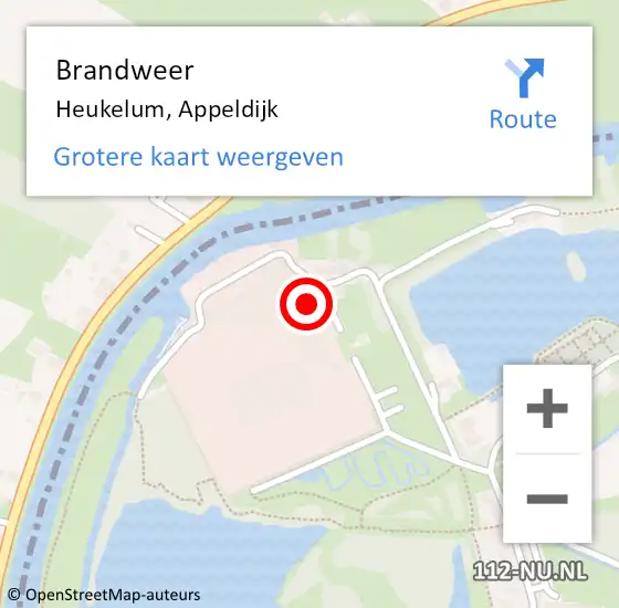 Locatie op kaart van de 112 melding: Brandweer Heukelum, Appeldijk op 15 juni 2016 11:22