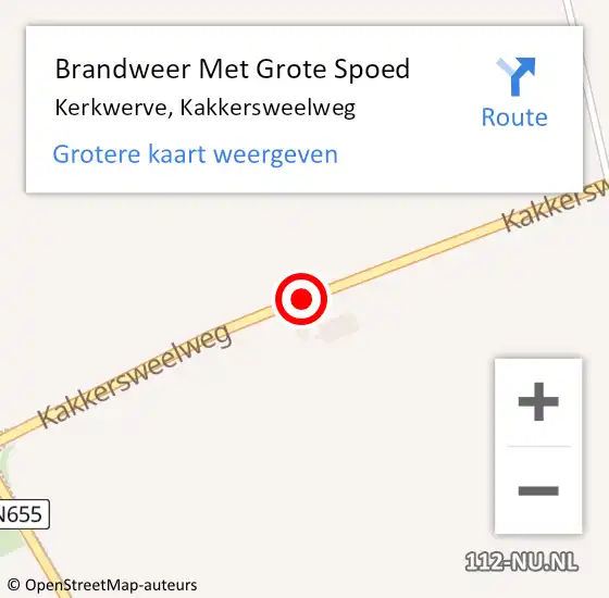 Locatie op kaart van de 112 melding: Brandweer Met Grote Spoed Naar Kerkwerve, Kakkersweelweg op 15 juni 2016 11:29