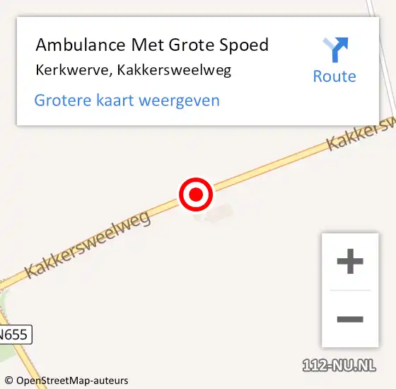 Locatie op kaart van de 112 melding: Ambulance Met Grote Spoed Naar Kerkwerve, Kakkersweelweg op 15 juni 2016 11:29