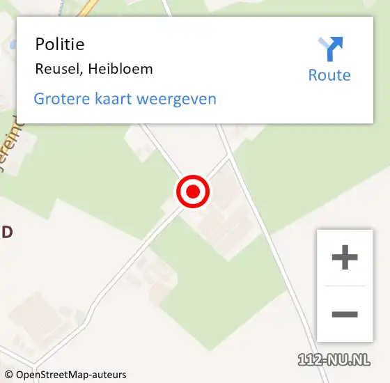 Locatie op kaart van de 112 melding: Politie Reusel, Heibloem op 15 juni 2016 11:44