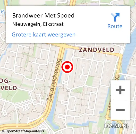 Locatie op kaart van de 112 melding: Brandweer Met Spoed Naar Nieuwegein, Eikstraat op 15 juni 2016 12:10