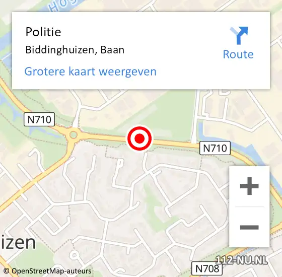 Locatie op kaart van de 112 melding: Politie Biddinghuizen, Baan op 15 juni 2016 12:58